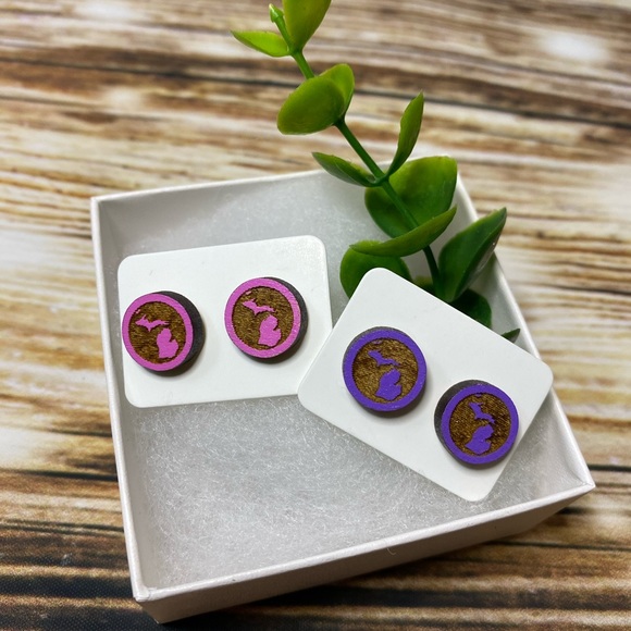 Backstage Customs Jewelry - Michigander Michigan Stud Earrings